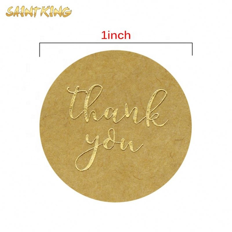 PL01 1.5 Inch 500 Pieces Per Roll Well Printed Self Adhesive Round Gold Thank You Label Stickers
