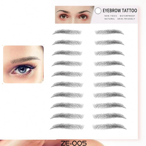 6D~ZX009 wholesales popular water transfer face makeup 3d fake temporary eyebrow tattoo stickers