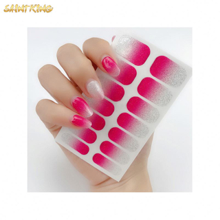 NS513 Strips Pure Color Shine Full Wraps Nail Art Adhesive Decals with Nail File Manicure Kit for Women