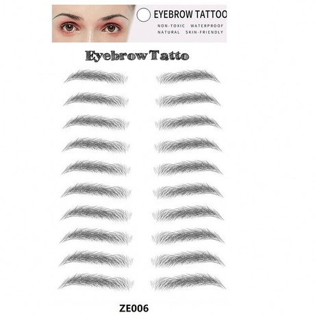 6D~ZX009 magic eyebrow tattoo sticker 6d disposable water transfer imitated ecological eyebrow tattoo sticker 10 pair