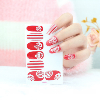 Joyful Nail Glue Flower Sticker Nail Art Strips Real Nail Polish Sticker For Girls