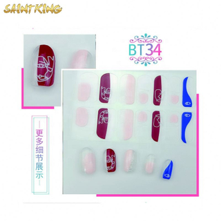 BT34 hot selling nail polish stickers 22pcs strips nail art wrap nail stickers