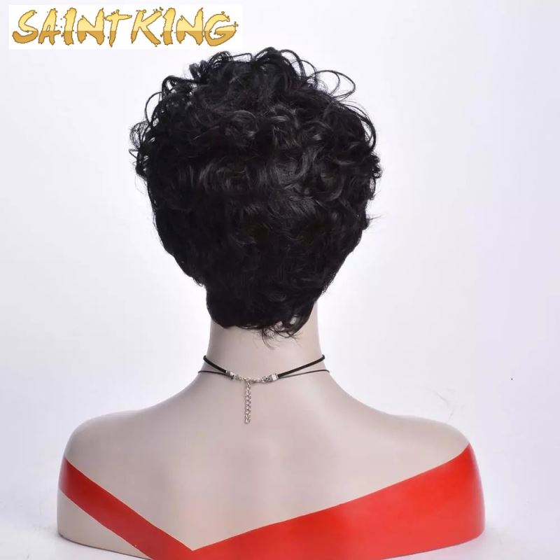 Gold Synthetic Hair High Quality Short Silver Kinky Curly Popular Mixed Color Synthetic Wig