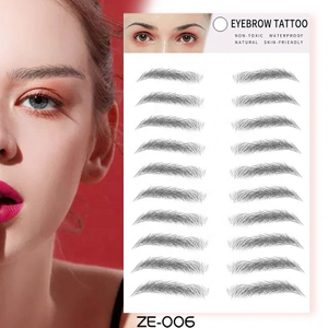 6D~ZX009 hot selling water transfer 3d temporary eyebrow stencils tattoo stickers