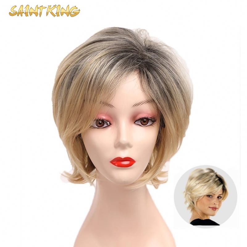 MLCH01 Colorful Straight Synthetic Hair Machine Made Wigs Top Quality High Temperature Synthetic Fiber Wigs