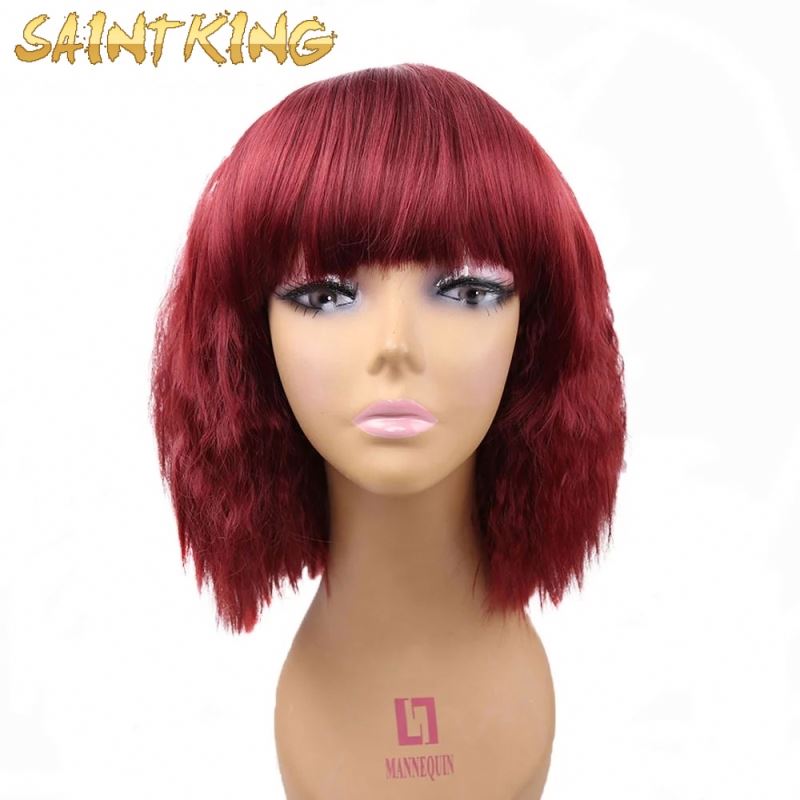 MLSH01 hot sale cheap long kinky wave black synthetic hair wigs for girls beauty lady cosplay exquisite private label wigs