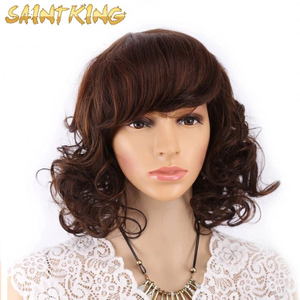MLSH01 Wholesale China Pink Orange Bob Curly Natural Hairline Short Lace Front Ultra High Quality Synthetic Wigs for White Women