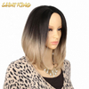 SLSH01 Part Anywhere 613 Human Hair Full Lace Wig Top Quality One Side Long One Short Cut Blonde Bob Wig