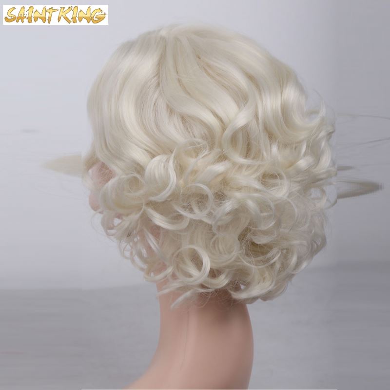 KCW01 Short Pixie Curly Bleached Knots Virgin Remy Brazilian Human Hair Lace Front Wig with Baby Hair