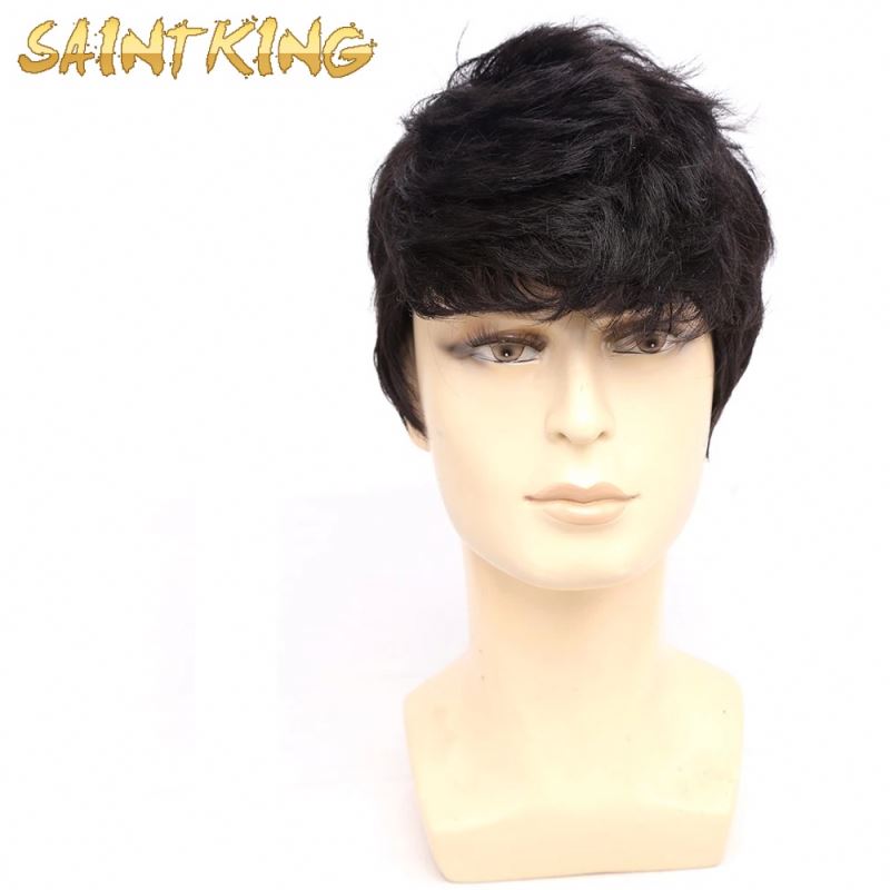 SWM01 Wig Hot Selling Top Quality Unprocessed Straight Short Blonde No Lace Front Wigs 100% Synthetic Virgin Hair for Men