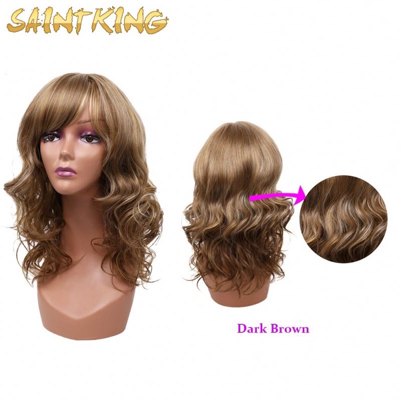 MLSH01 Hair Top Quality Vendor Cheap Wholesale Medical Water Wave Brown Bob Wig with Bangs for Black Women Synthetic Hair Wigs