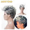 Noble Natural Pixie Cut Short for Black Women with A Bang Brown Fiber Curly Wigs of Synthetic Hair Colored Synthetic Wigs