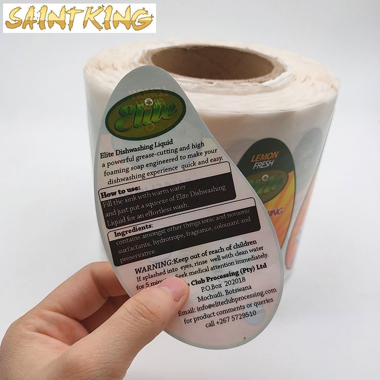 PL03 Pvc Sticky Adhesive Plastic Waterproof Personality Clear Pet Logo Custom Sticker Roll Printing Labels