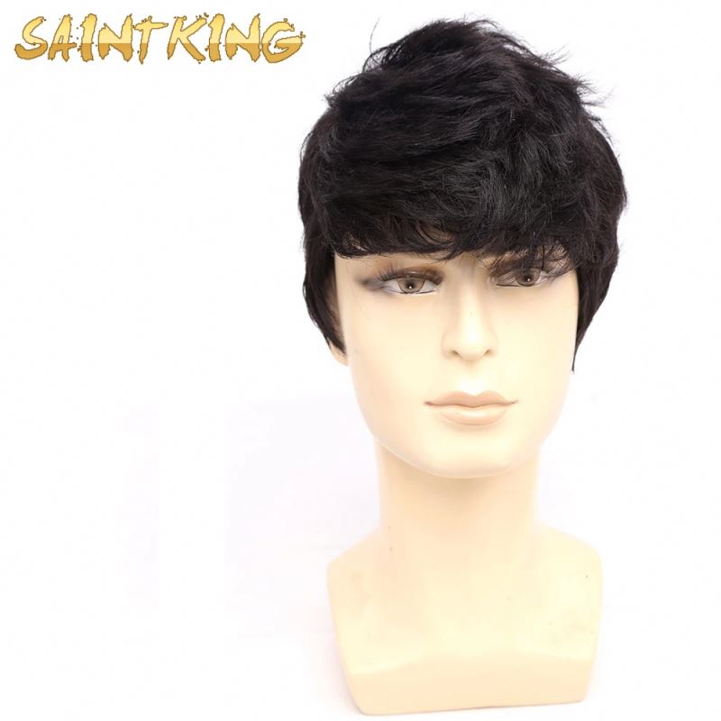 SWM01 wigs men wholesale 100% virgin human hair pieces lace thin pu replacement system toupee indian hair for men