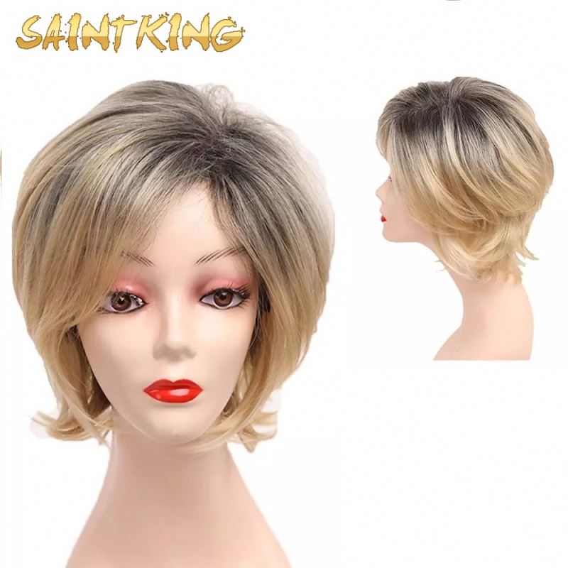 MLCH01 Bob Straight Natural Hairline Heat Resistant Fiber Short Front Lace Synthetic Wig for Women
