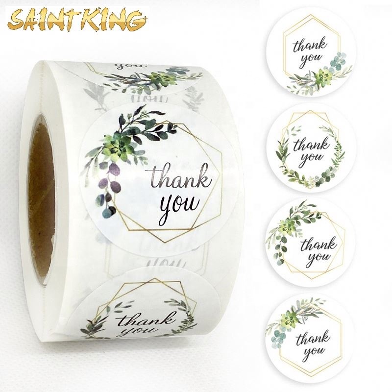 PL01 Custom Printing Round Gold Foil Thank You Sticker Circle Roll Holographic Thank You Labels for Gift Envelope Packaging