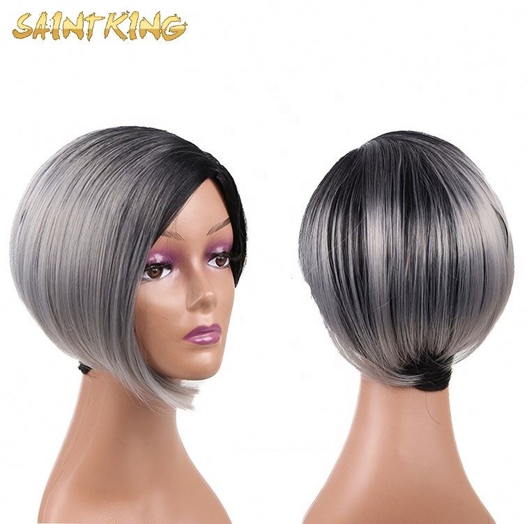 SLSH01 Wholesale Brazilian Human Hair Lace Front Wigs Cheap Straight Short Hair Bob Wigs for Black Women