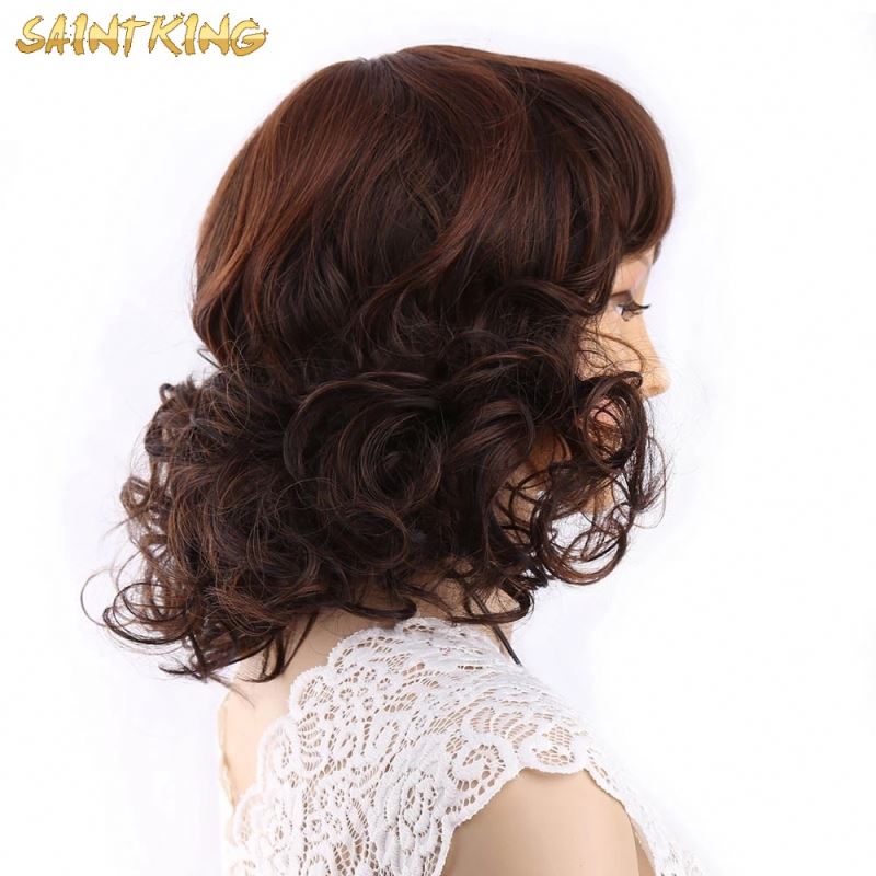 MLSH01 Purple Cosplay Wig Medium Length Short Bob Curly Wave Colorful Synthetic Wigs Costume Party Bob Full Women Wig